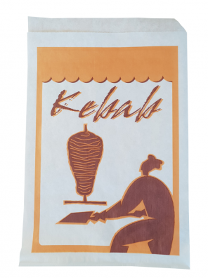 papírový sáček na kebab bílý s potiskem